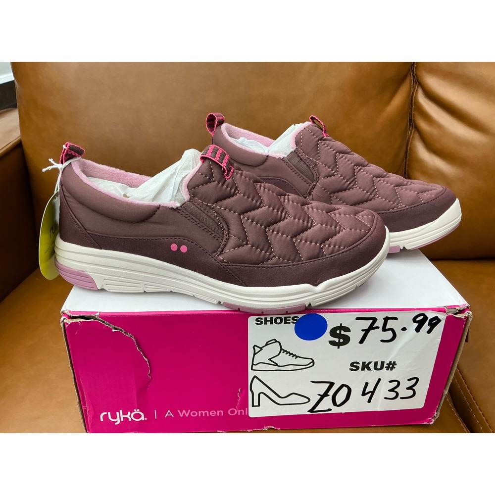 Ryka Ava 3 Slip-On Sneakers Womens 8 Purple New Quilted Faux Fur Lined Walking - Picture 7 of 8